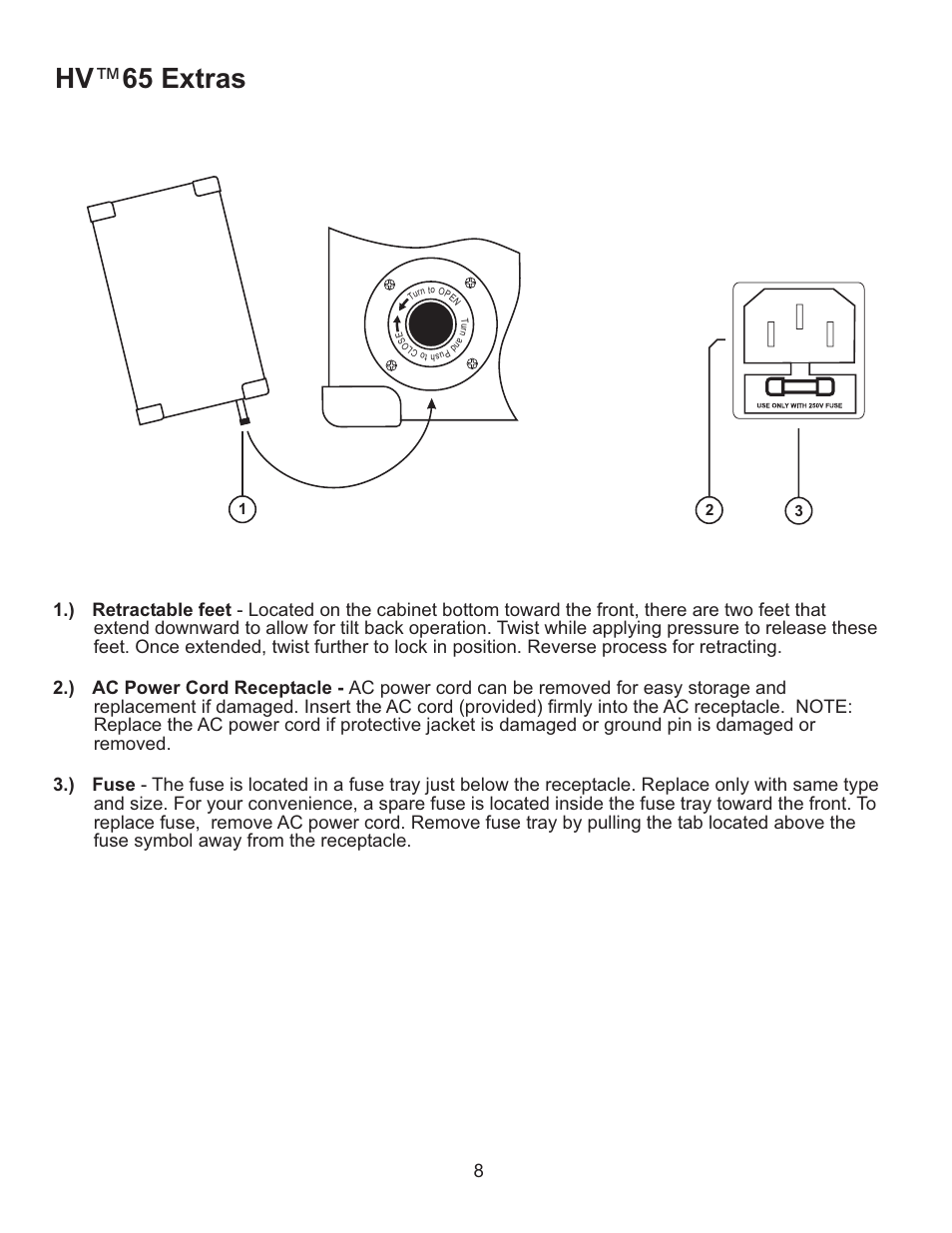 Hv 65 extras | Kustom HV65 User Manual | Page 8 / 12