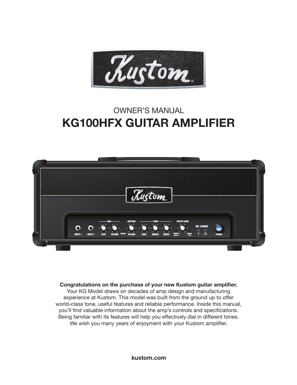 Kustom KG100HFX User Manual | 12 pages