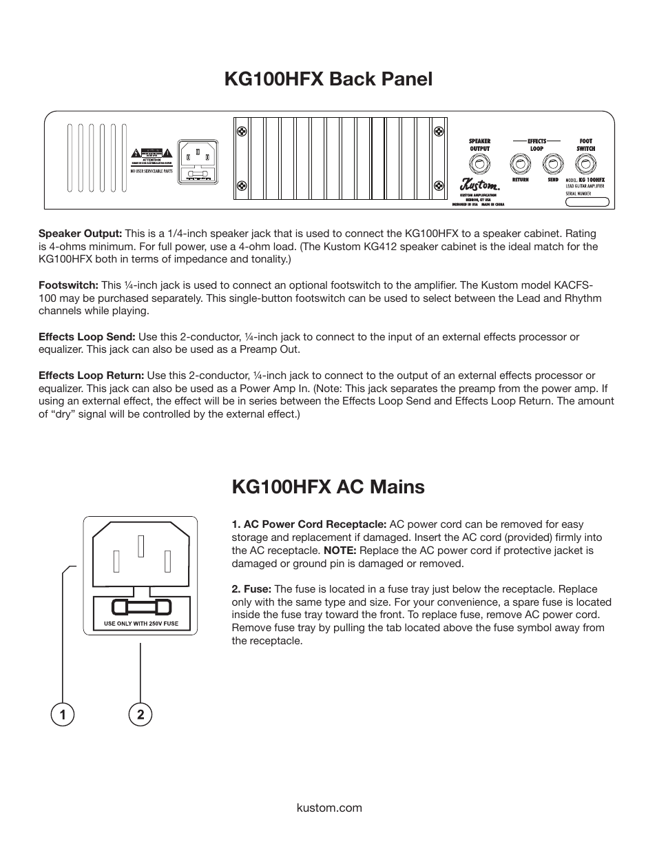 Kustom KG100HFX User Manual | Page 6 / 12