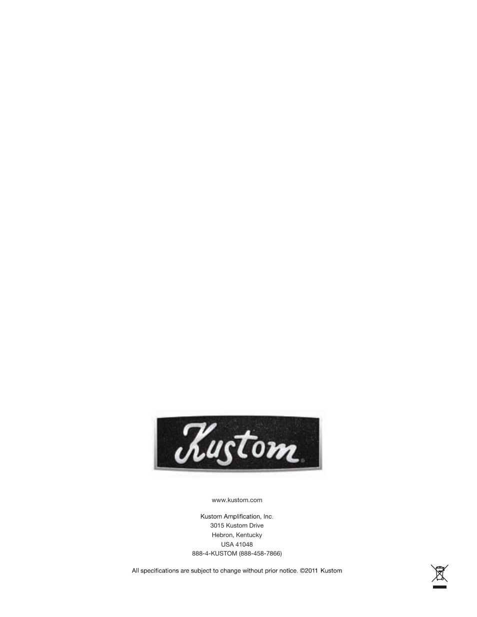 Kustom V15 User Manual | Page 11 / 11