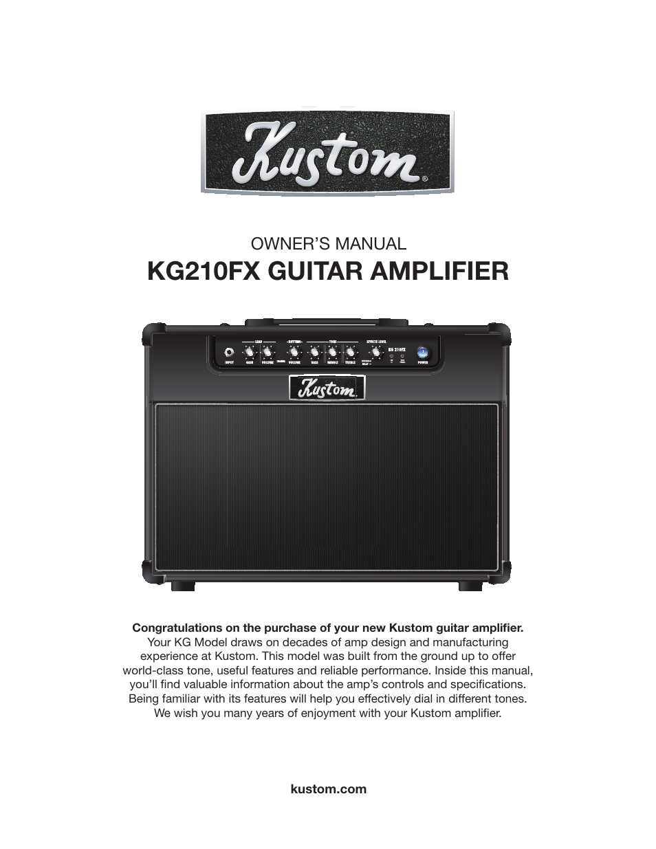 Kustom KG210FX User Manual | 12 pages