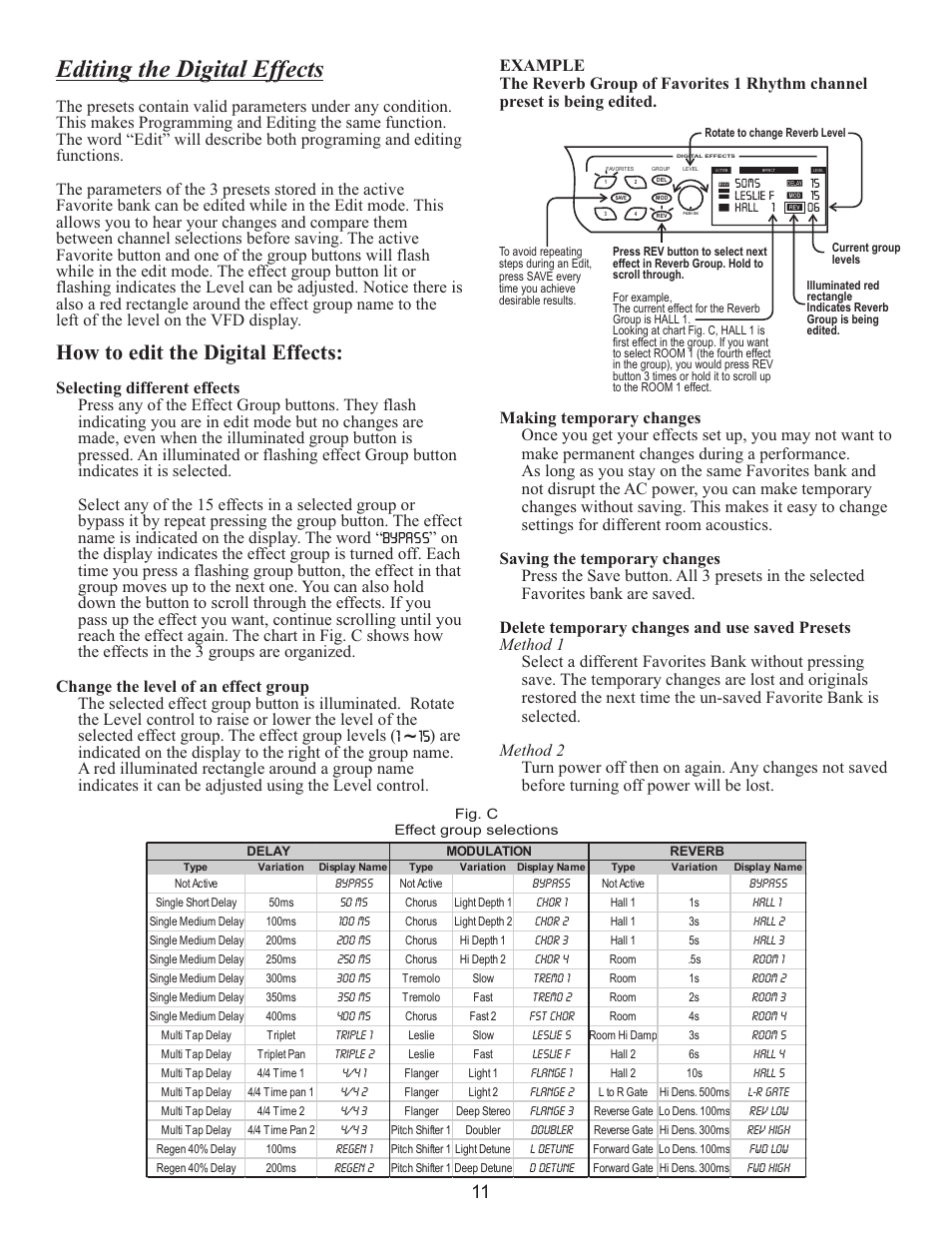Editing the digital effects, How to edit the digital effects | Kustom WAV 212 User Manual | Page 11 / 16