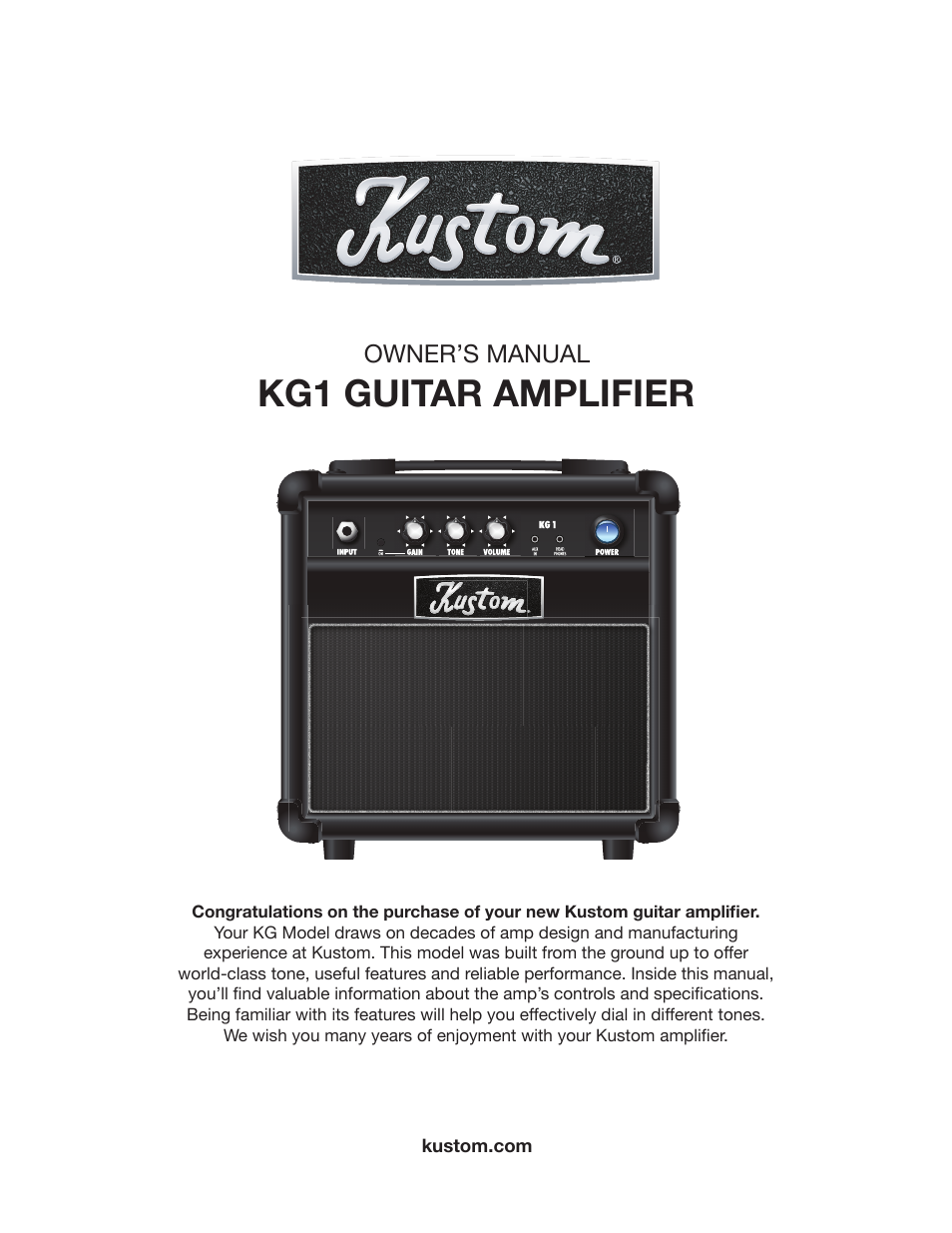 Kustom KG1 User Manual | 12 pages