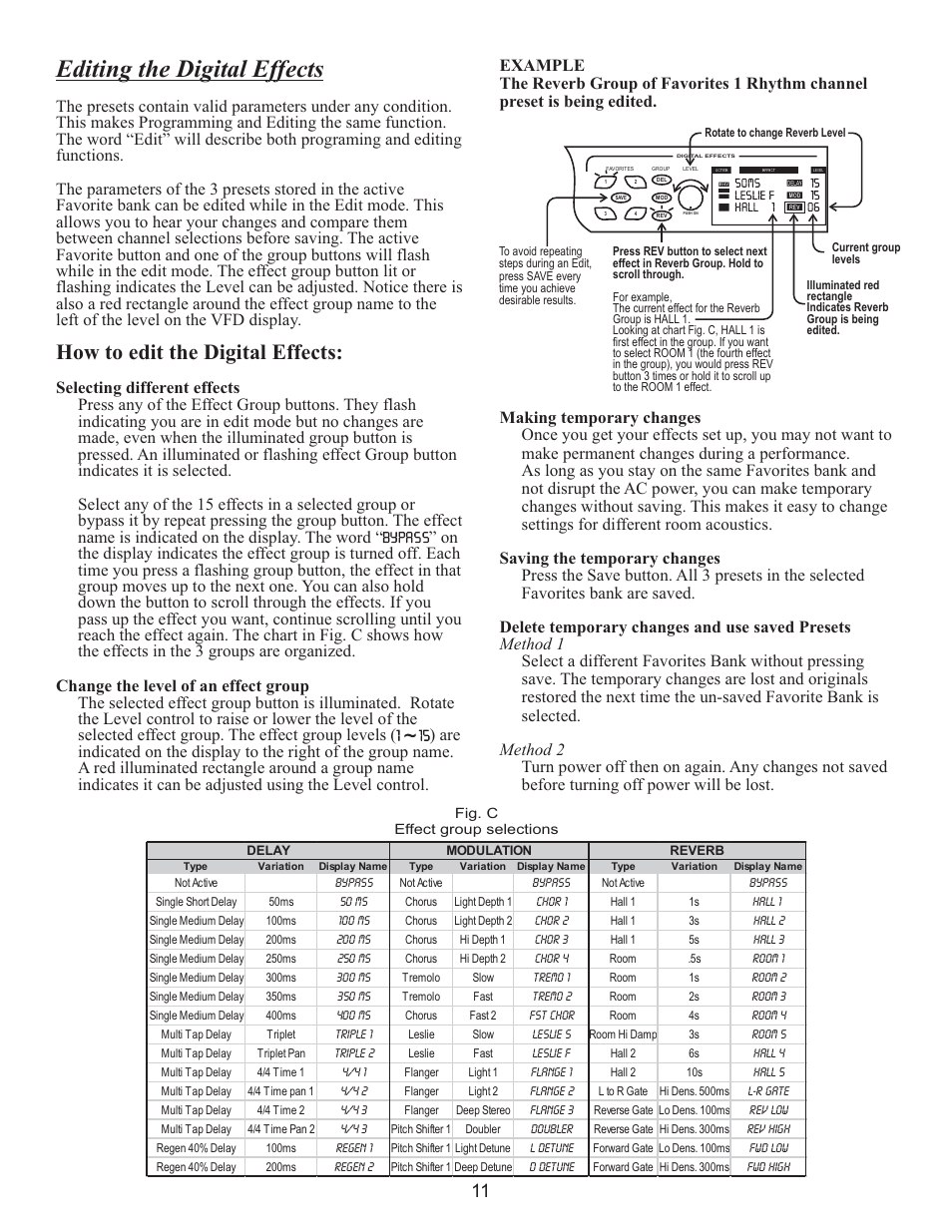 Editing the digital effects, How to edit the digital effects | Kustom WAV 210 User Manual | Page 11 / 16