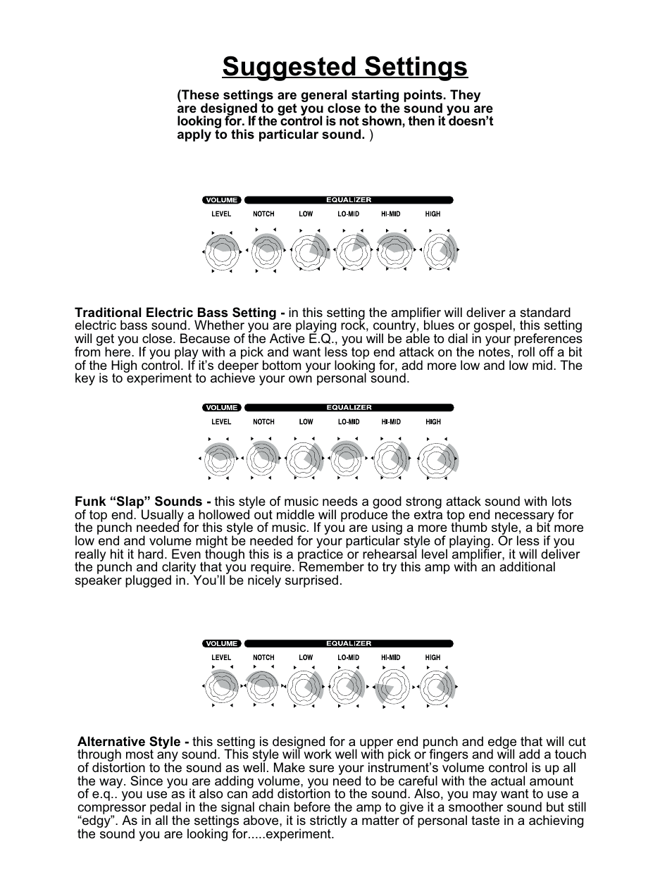 Suggested settings | Kustom KBA 30X User Manual | Page 4 / 4
