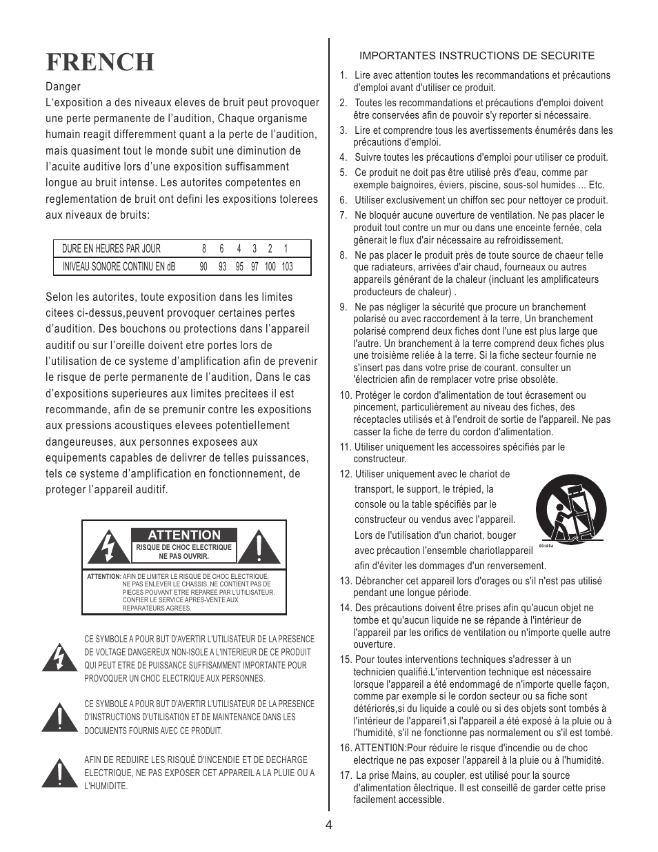 French | Kustom HV 100TM User Manual | Page 4 / 12