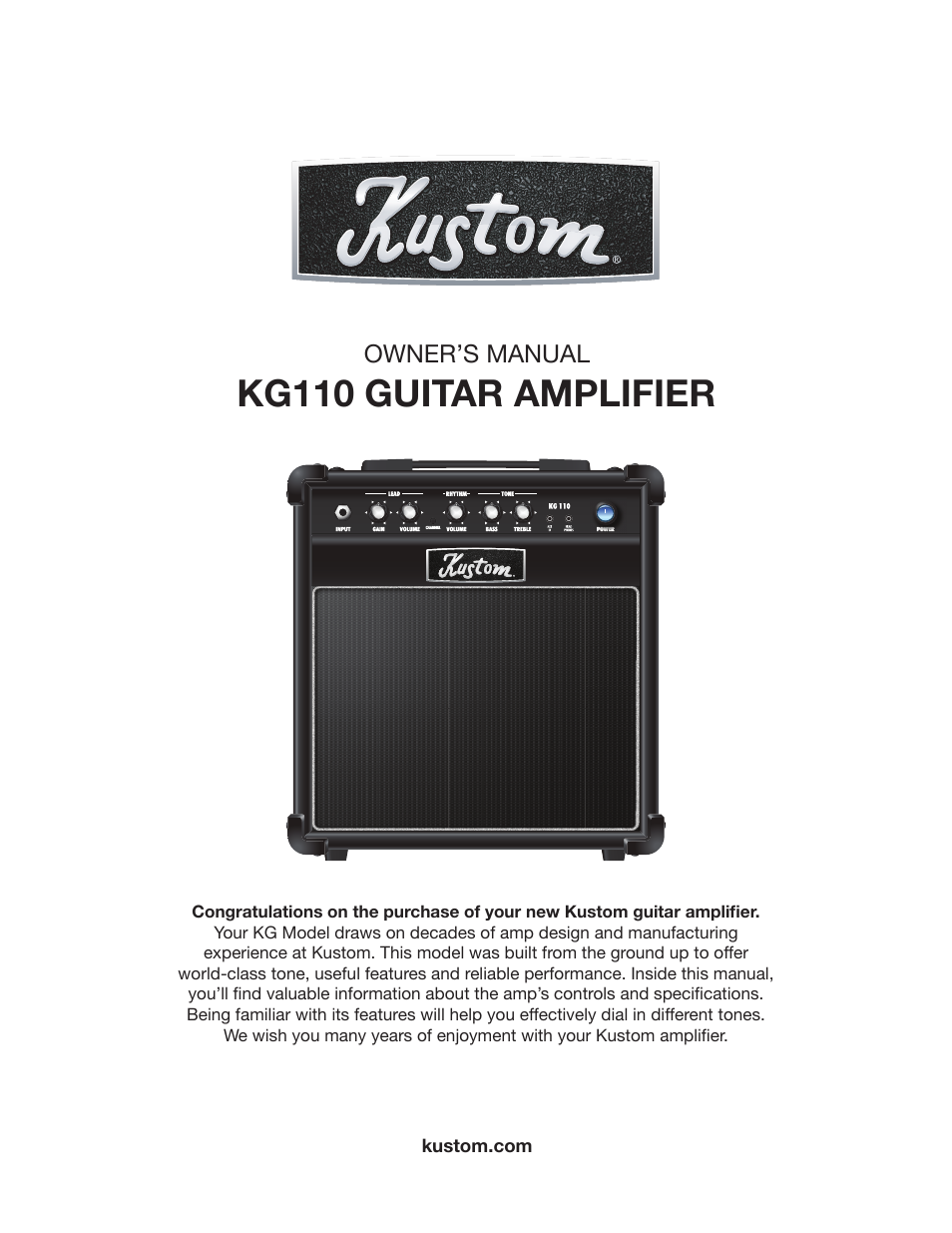 Kustom KG110 User Manual | 12 pages