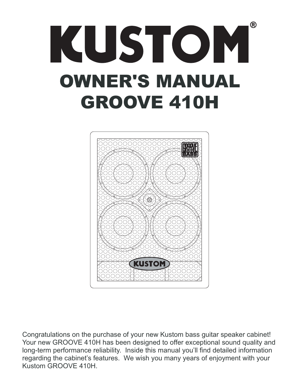 Kustom GROOVE 410H User Manual | 8 pages