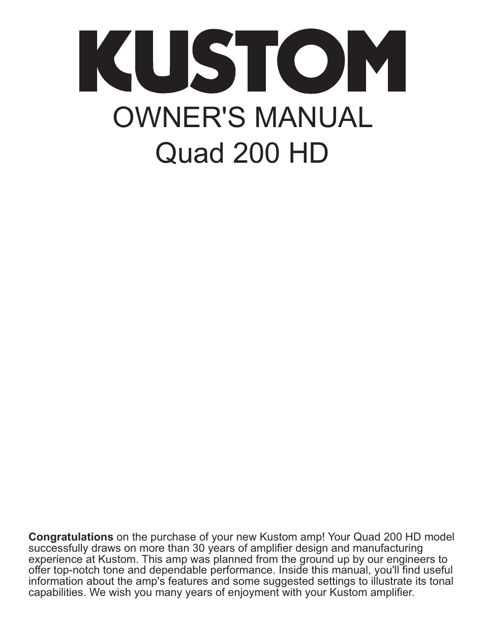 Kustom Quad 200 HD User Manual | 7 pages