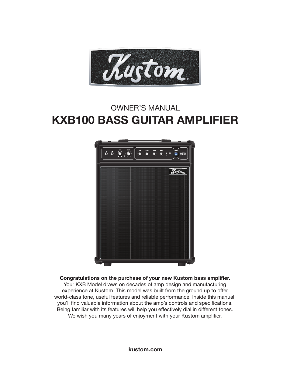 Kustom KXB100 User Manual | 12 pages