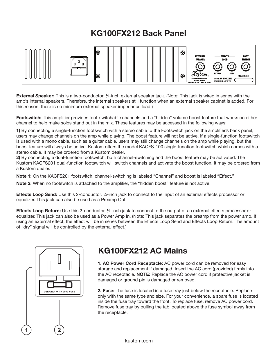 Kustom KG100FX212 User Manual | Page 6 / 12