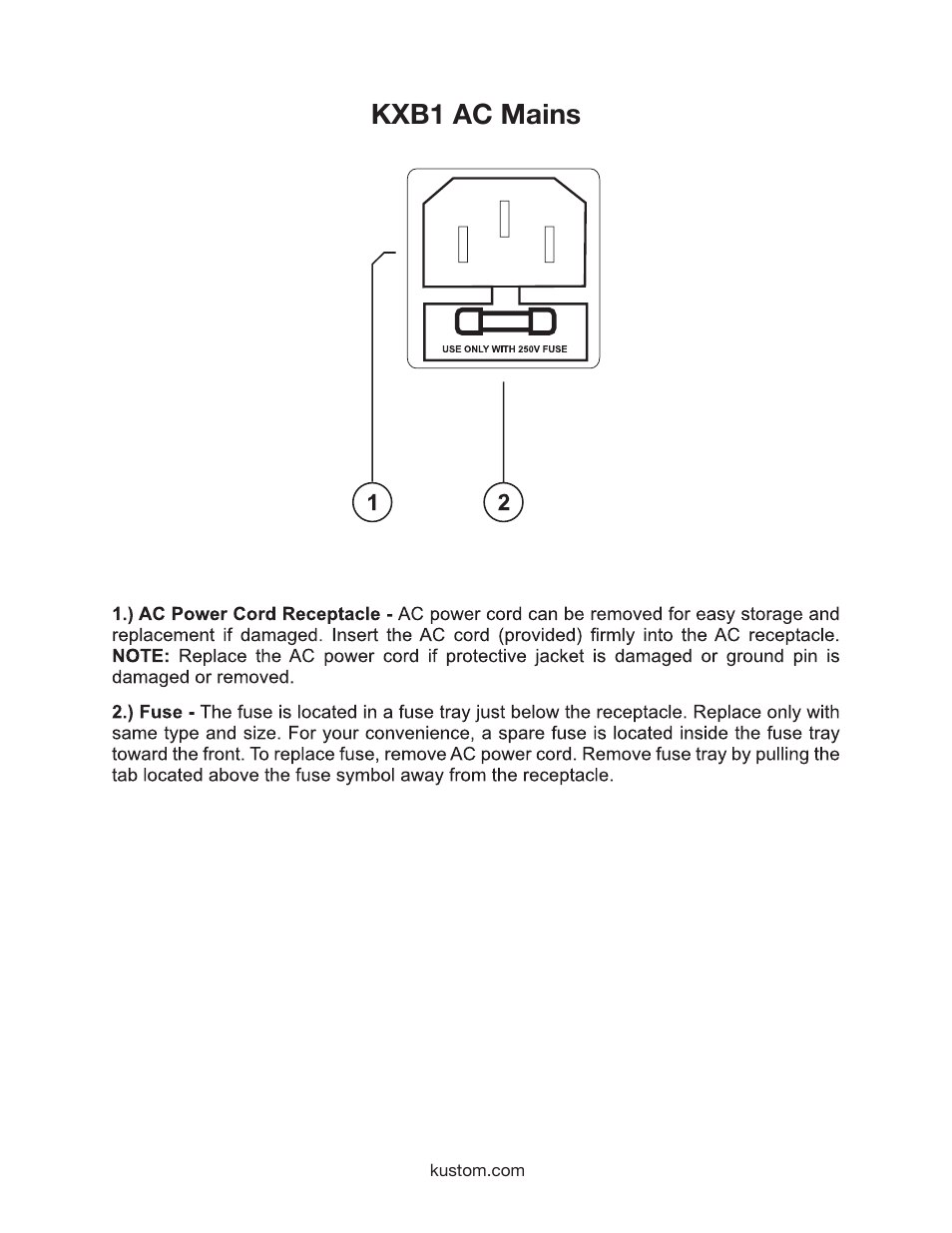 Kxb1 ac mains | Kustom KXB1 User Manual | Page 6 / 12