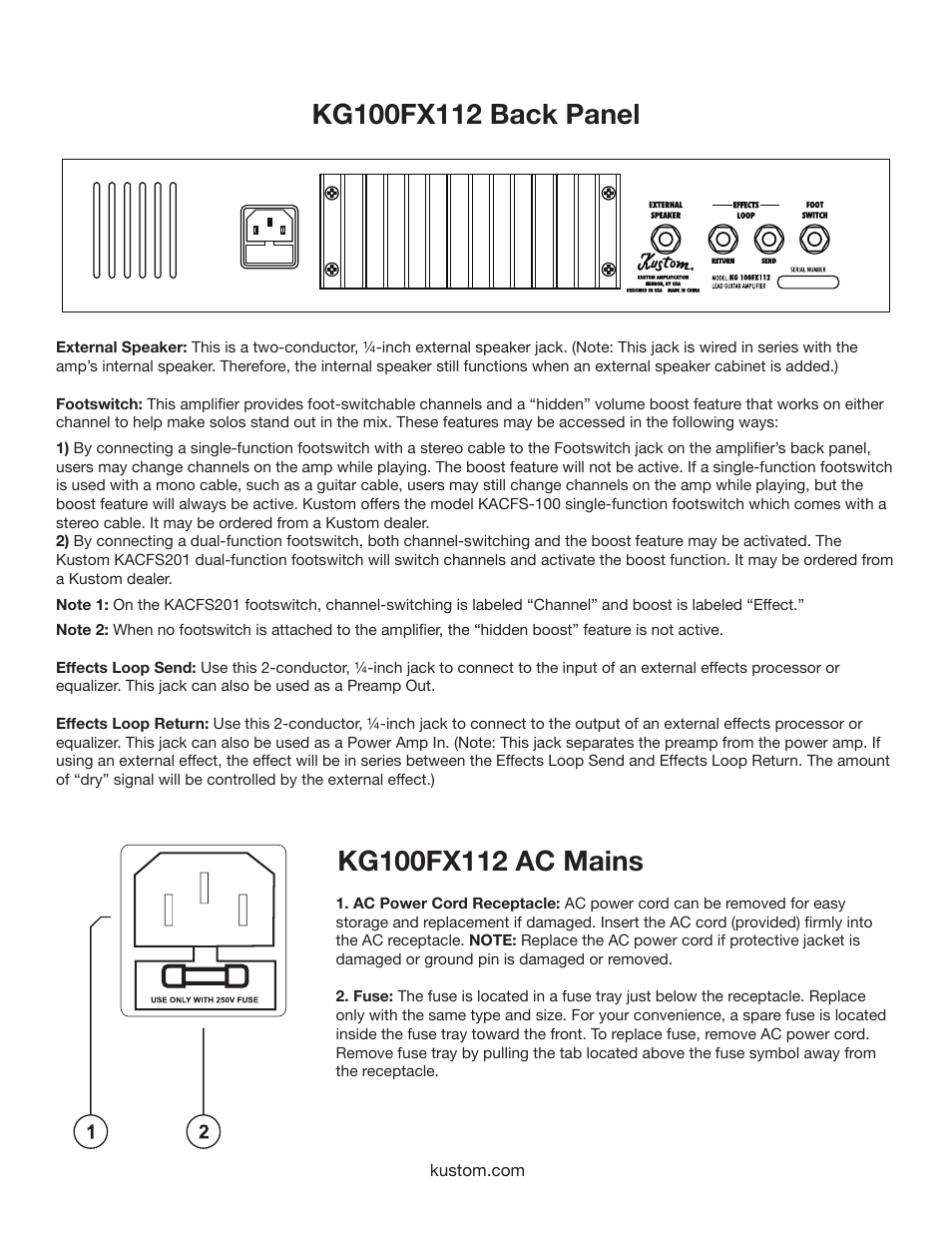 Kustom KG100FX112 User Manual | Page 6 / 12