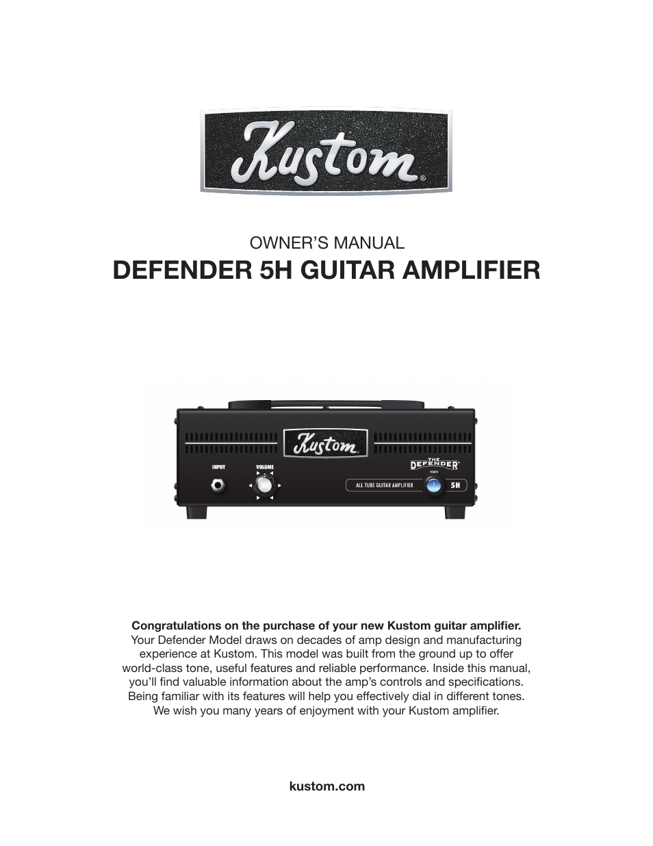 Kustom 5H User Manual | 12 pages