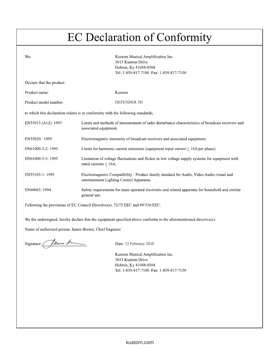 Kustom 5H User Manual | Page 10 / 12