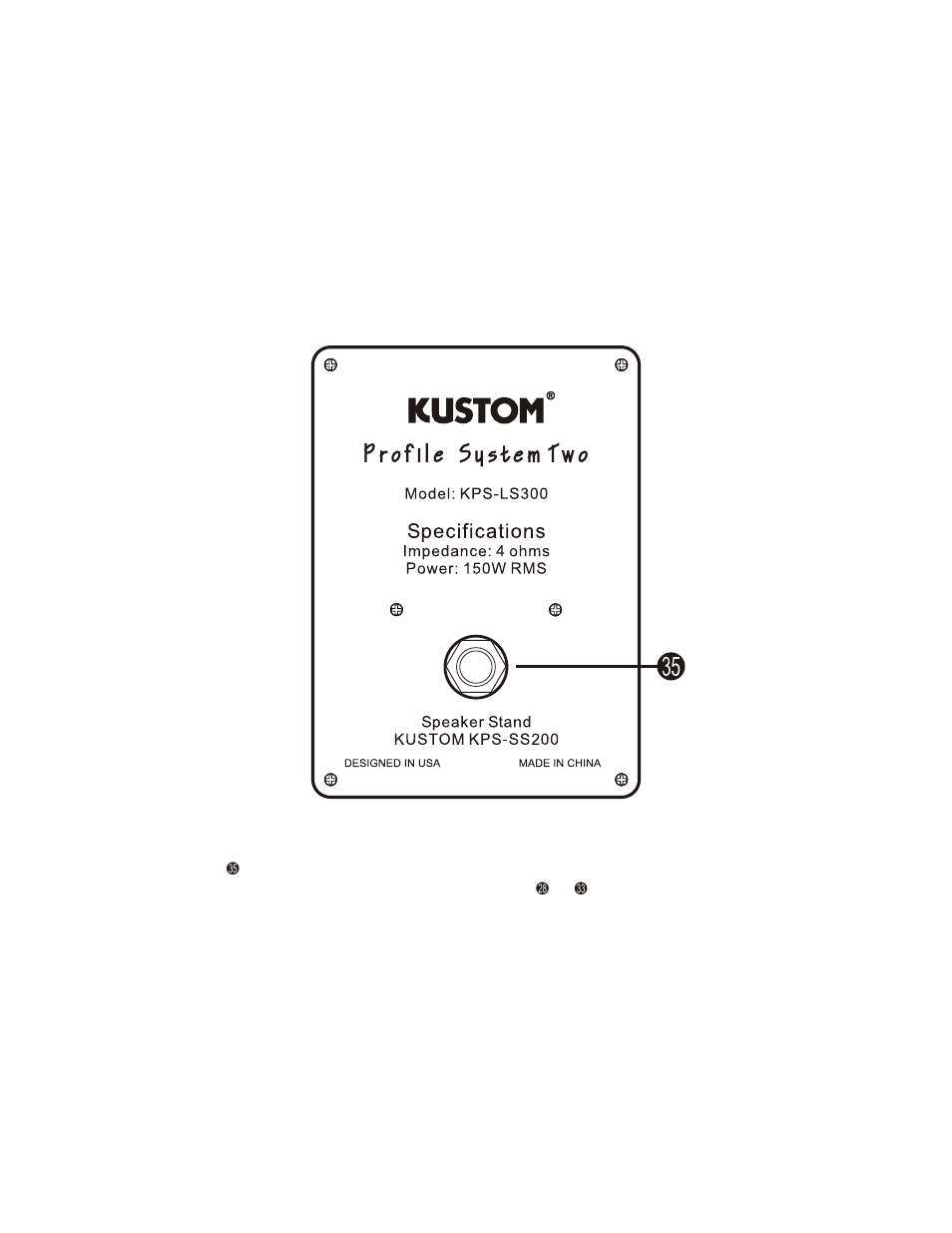 Setup diagram c speaker cabinet back | Kustom Profile System Two User Manual | Page 8 / 20