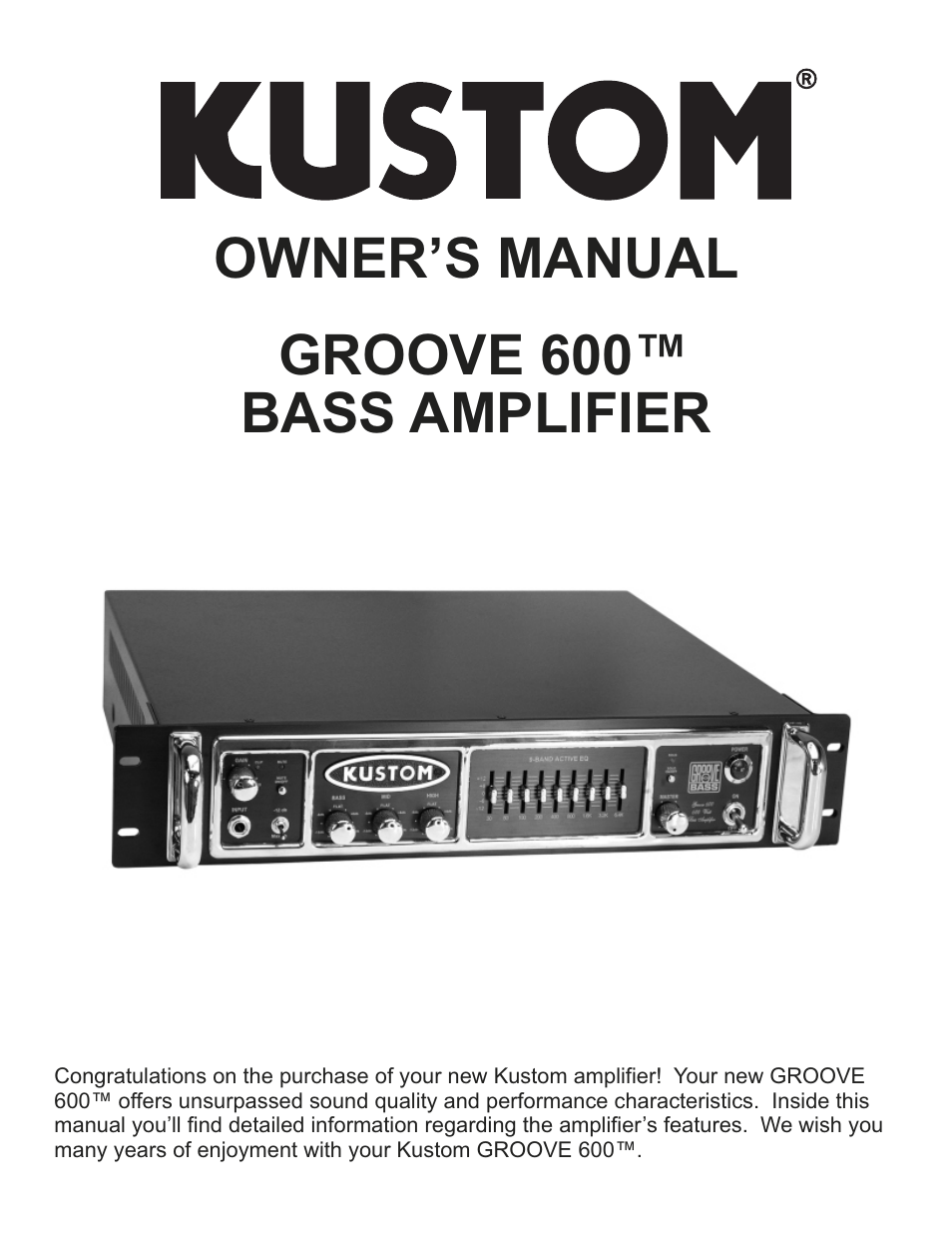 Kustom GROOVE 600TM User Manual | 12 pages