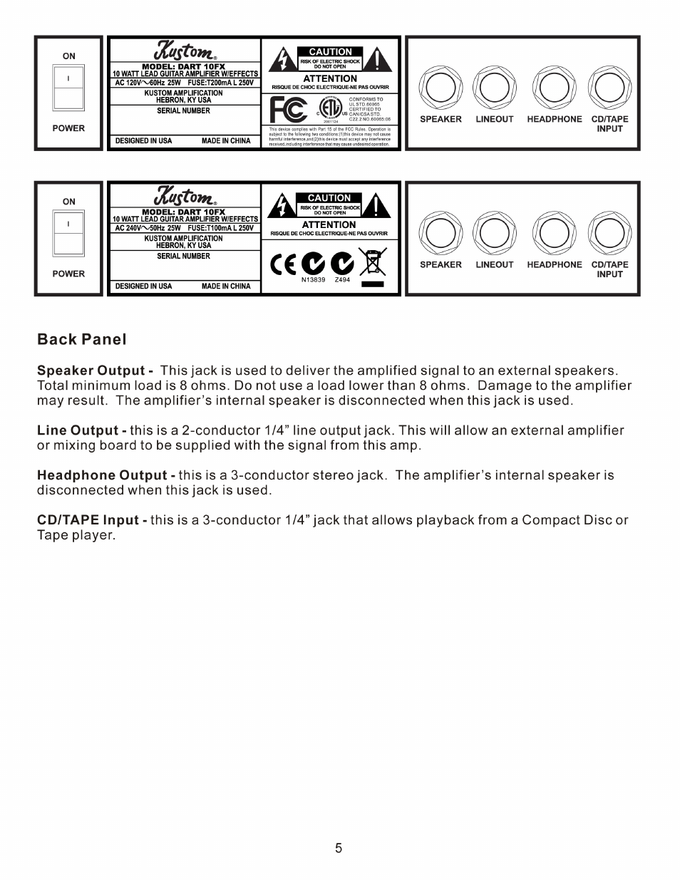 Kustom Dart 10FX User Manual | Page 5 / 8
