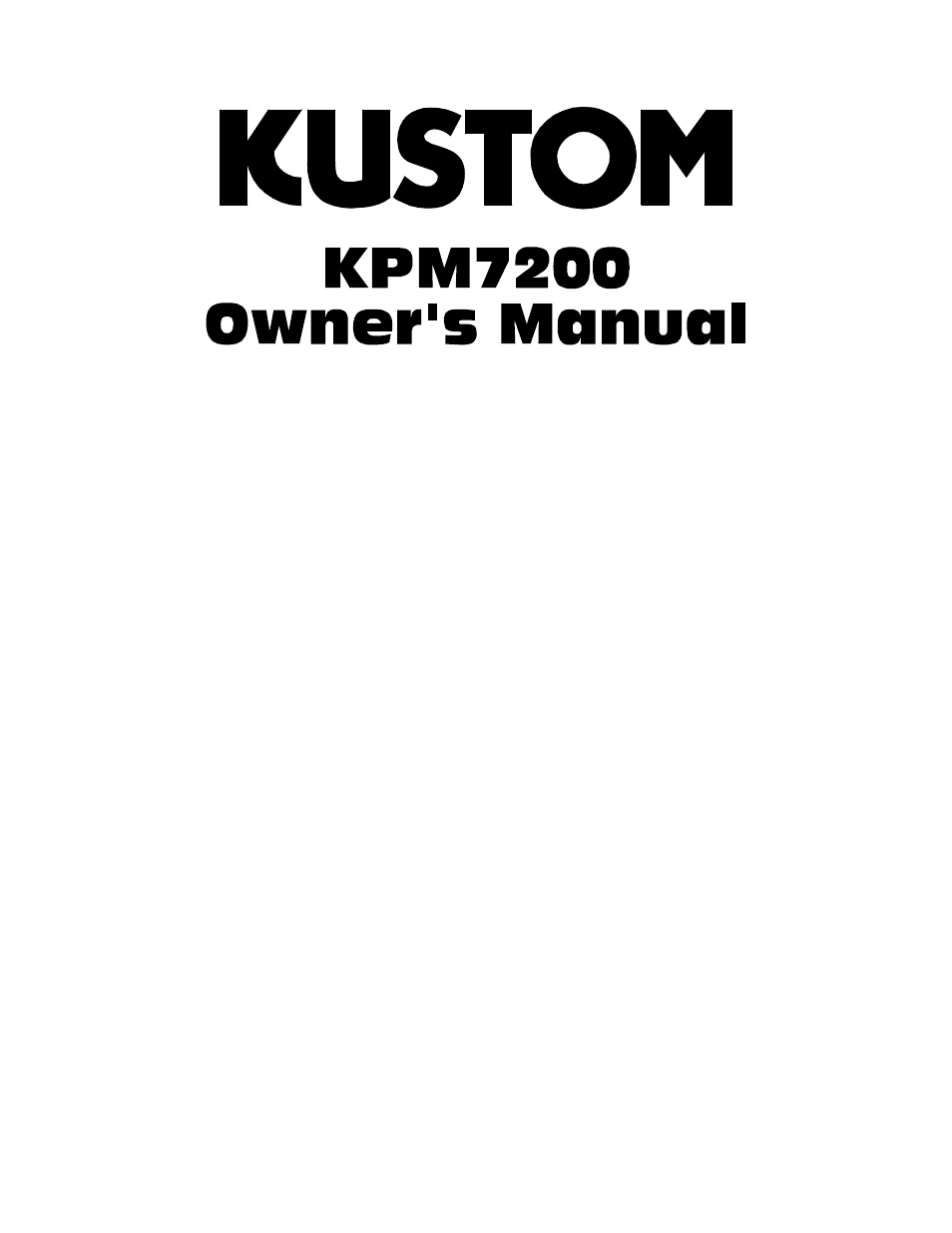 Kustom KPM7200 User Manual | 10 pages