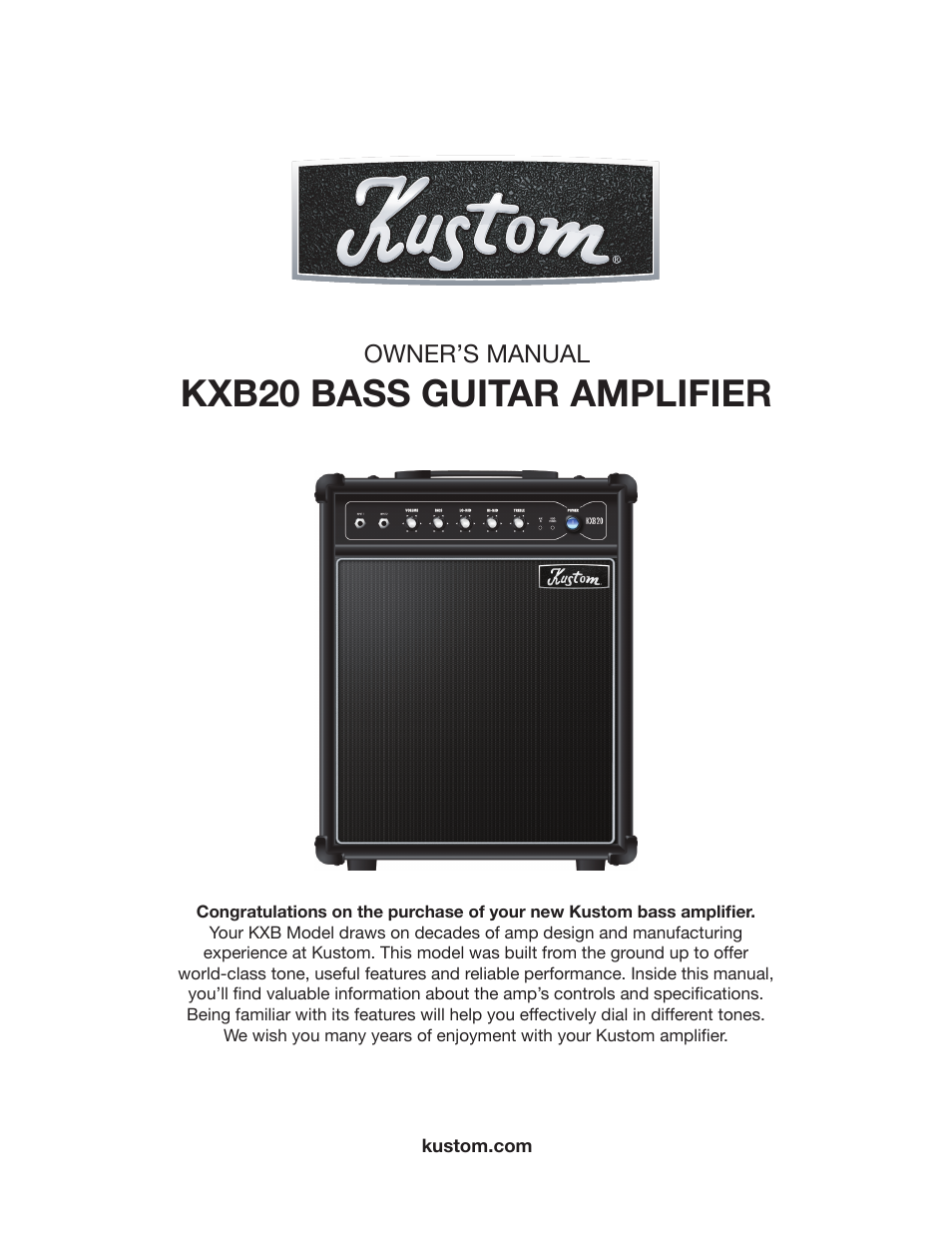 Kustom KXB20 User Manual | 12 pages