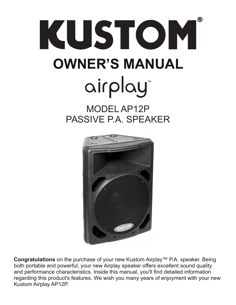 Kustom AP12P User Manual | 8 pages