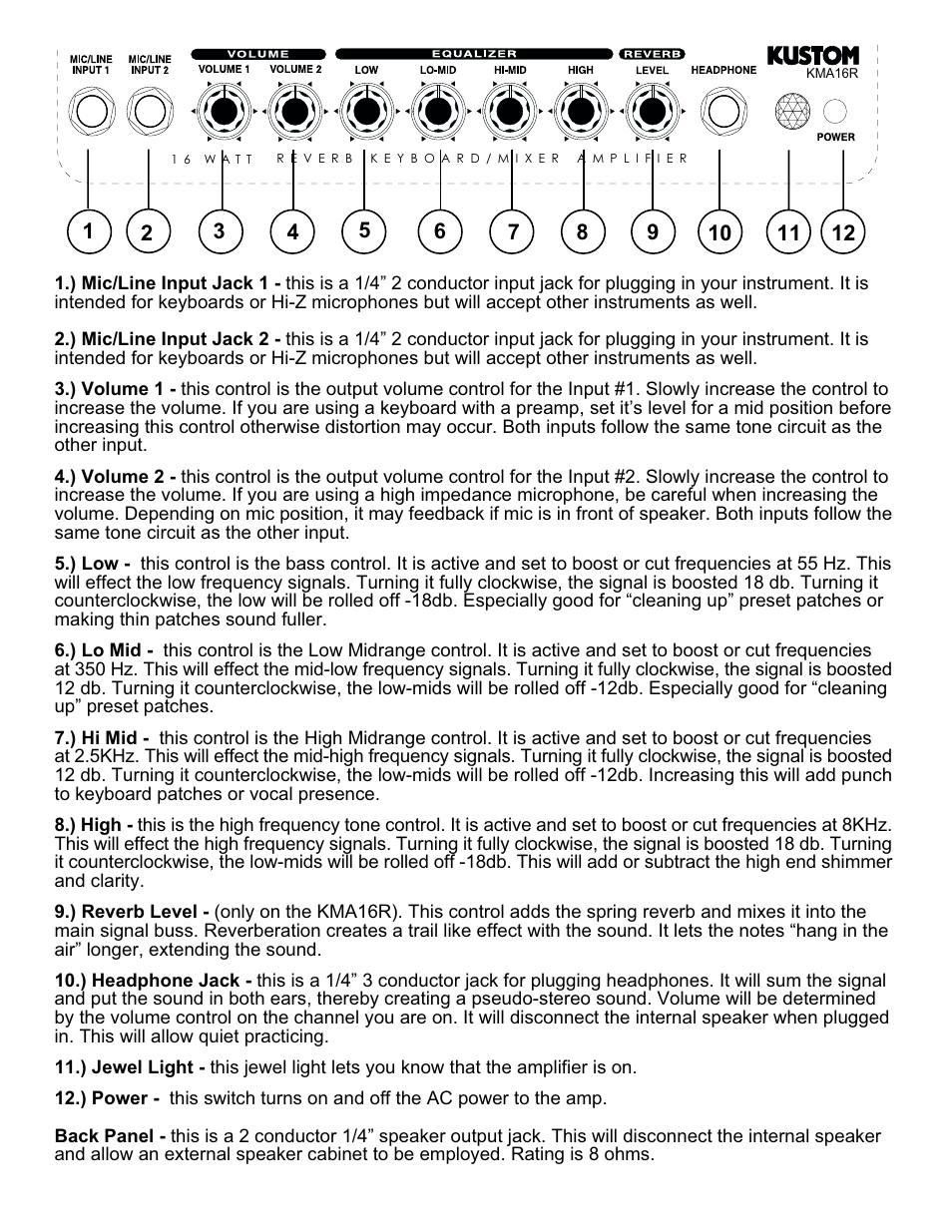 Kustom KMA16/16R User Manual | Page 3 / 4