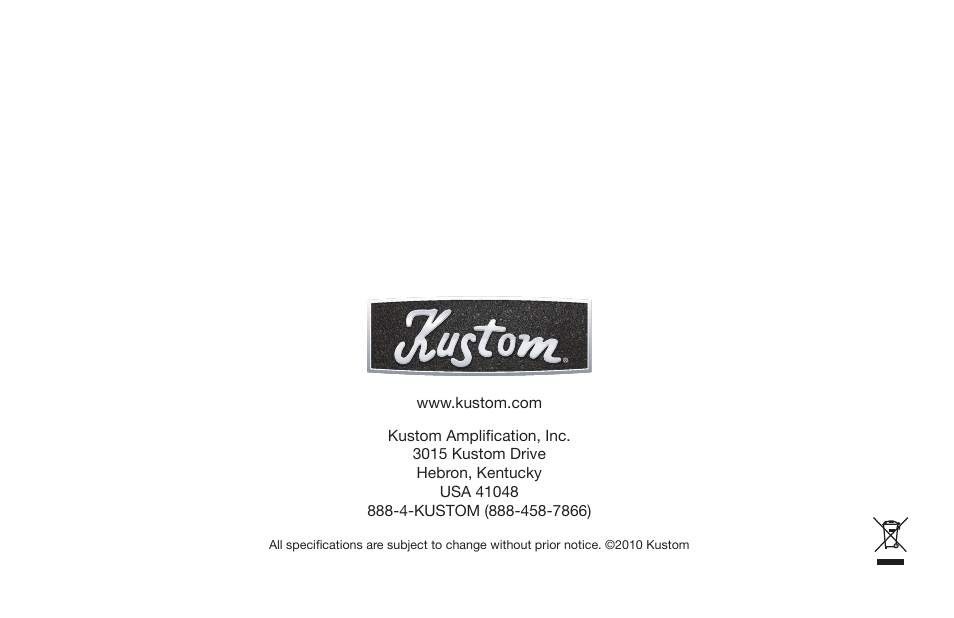 Kustom V50 User Manual | Page 20 / 20