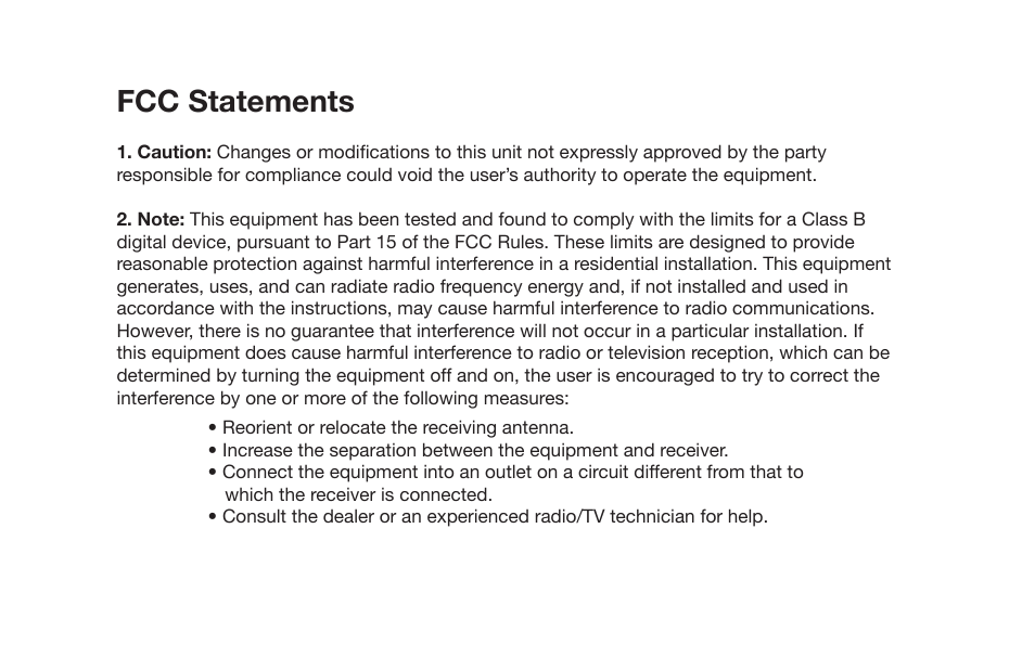 Fcc statements | Kustom V50 User Manual | Page 6 / 20