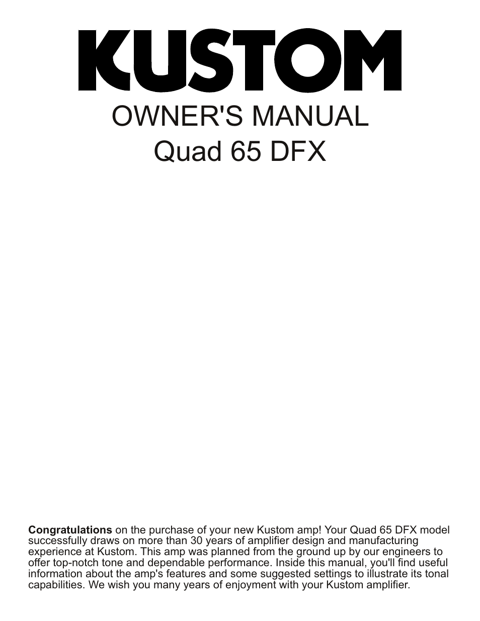 Kustom Quad 65 DFX User Manual | 4 pages