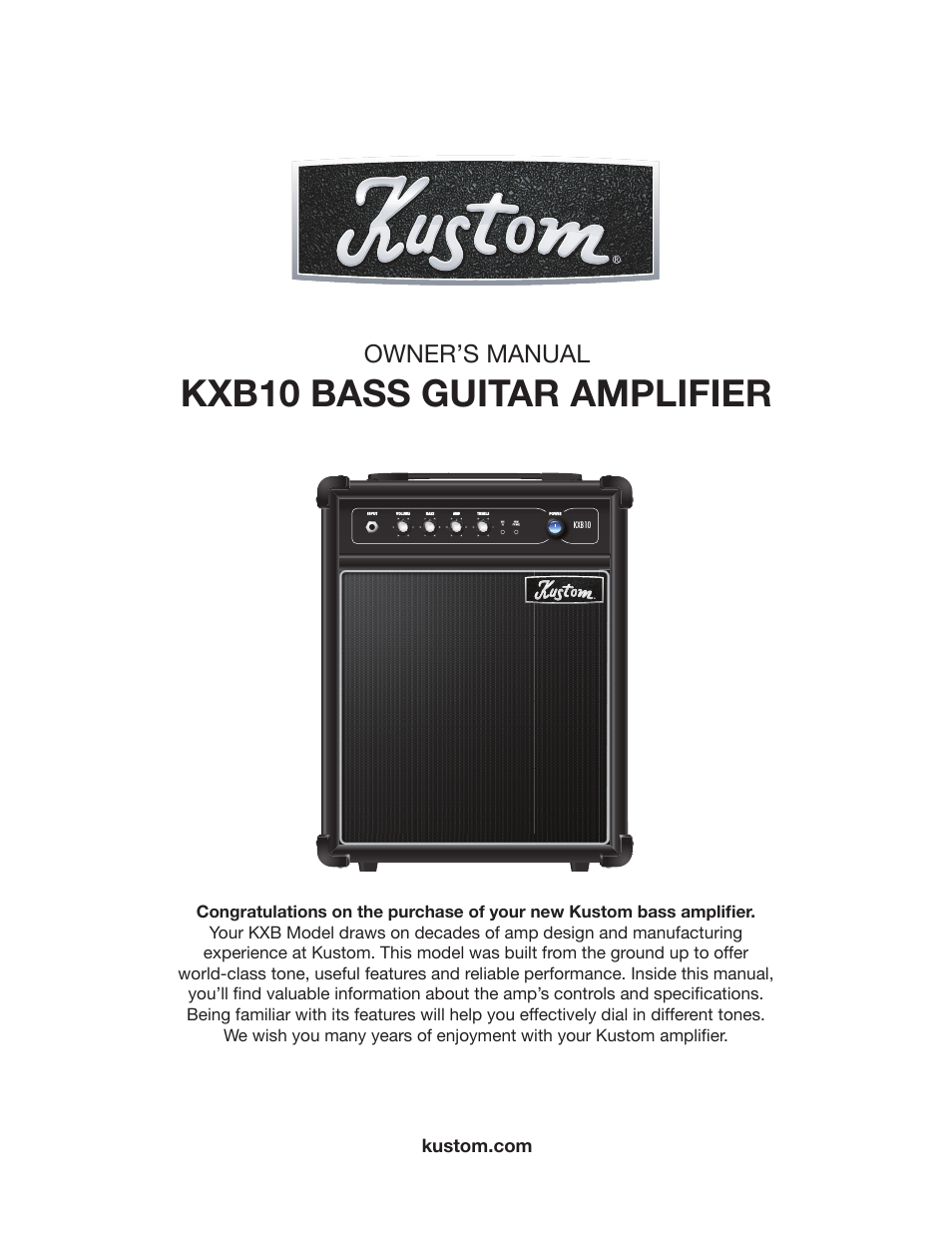 Kustom KXB10 User Manual | 12 pages