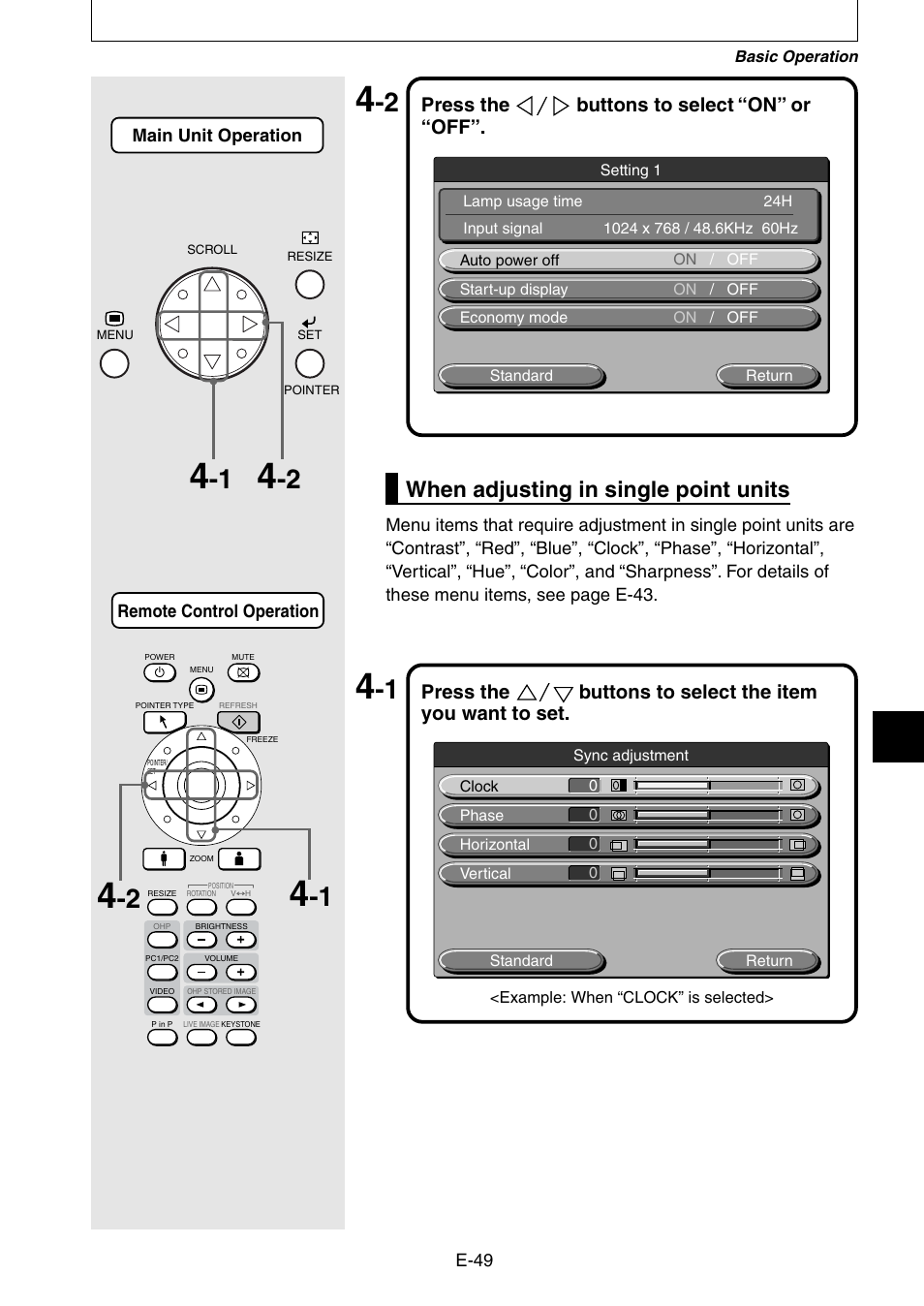 When adjusting in single point units | Kensington DT20 User Manual | Page 49 / 58