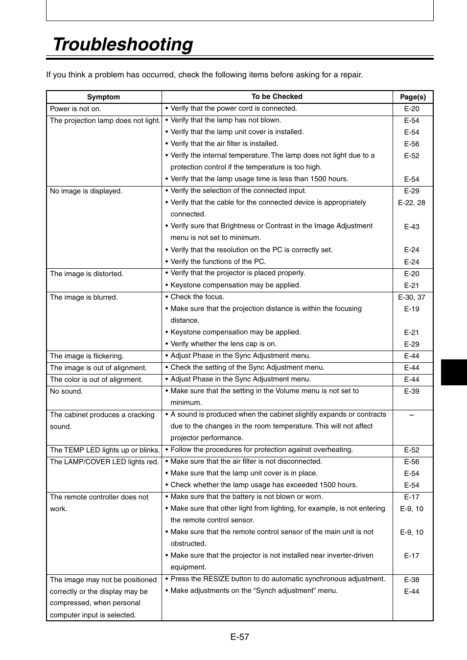 Troubleshooting, E-57 | Kensington DT20 User Manual | Page 57 / 58