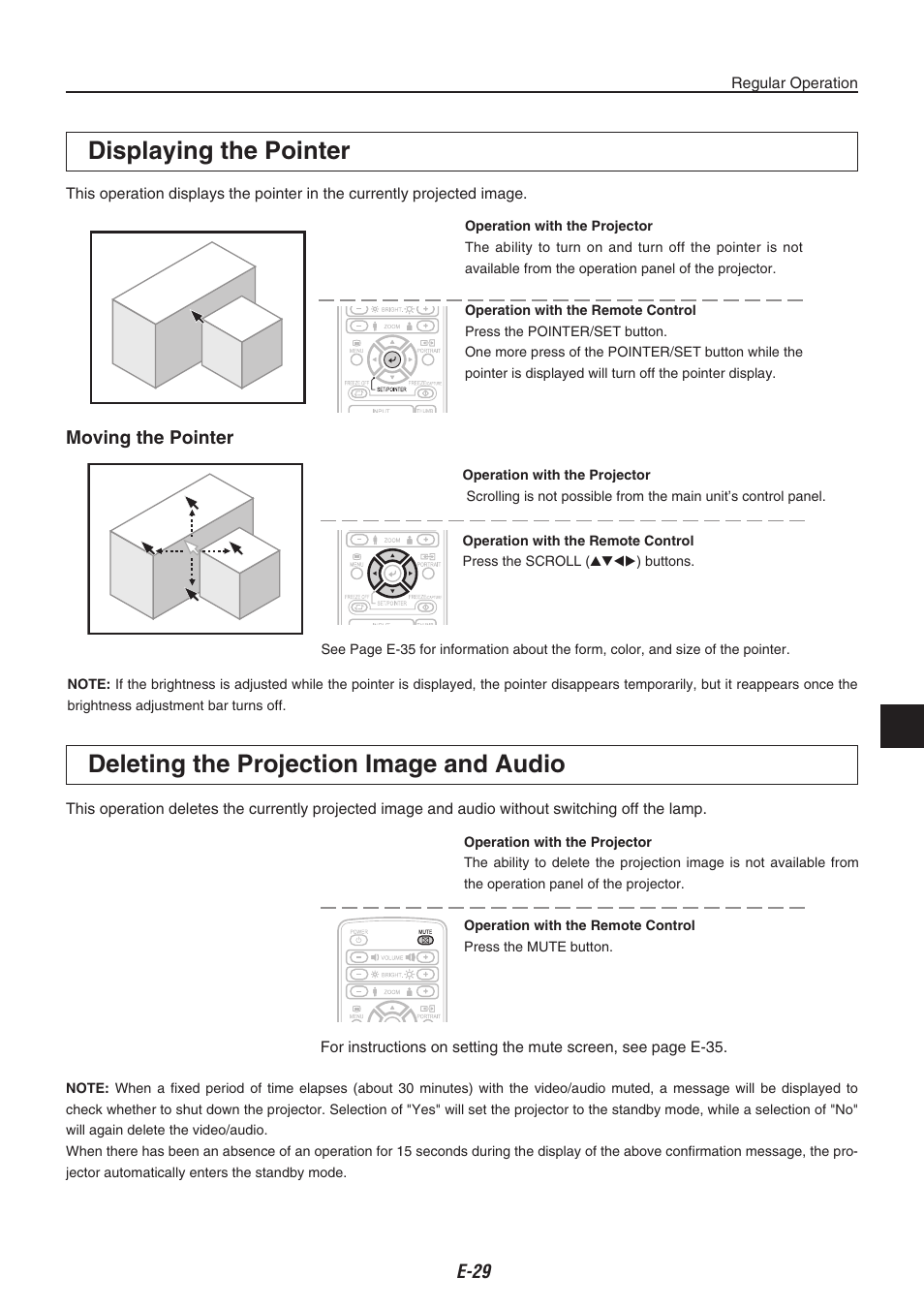 Displaying the pointer, Deleting the projection image and audio | Kensington iP-30 User Manual | Page 29 / 49