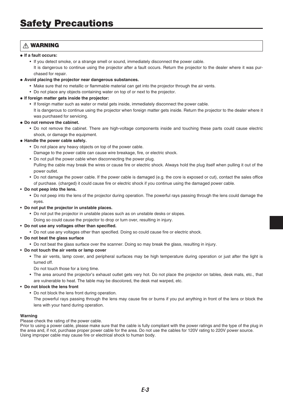 Safety precautions, E- warning | Kensington iP-30 User Manual | Page 3 / 49