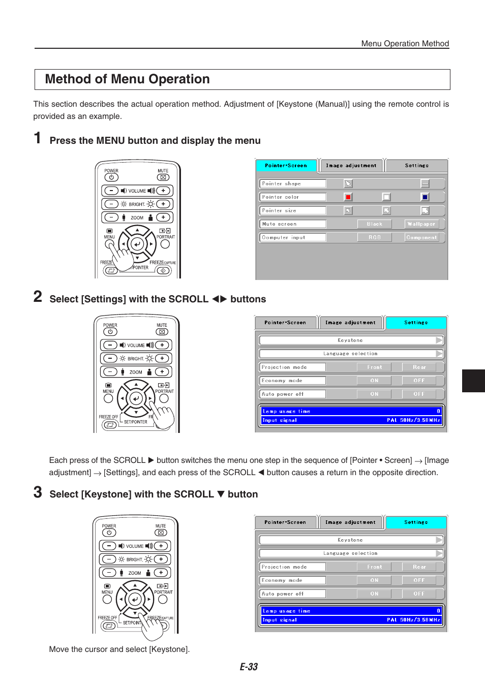 Method of menu operation | Kensington iP-30 User Manual | Page 33 / 49