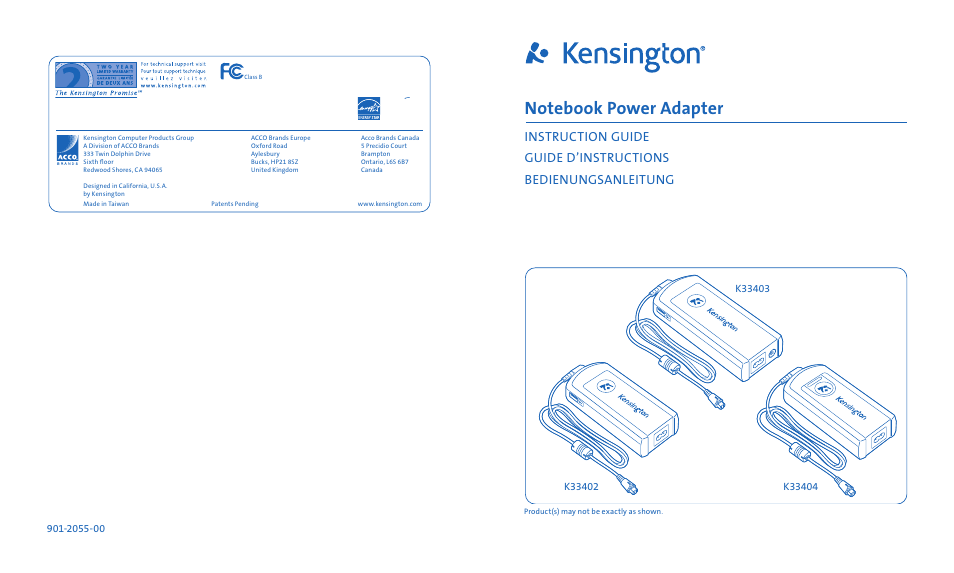 Kensington Notebook Power Adapter User Manual | 26 pages