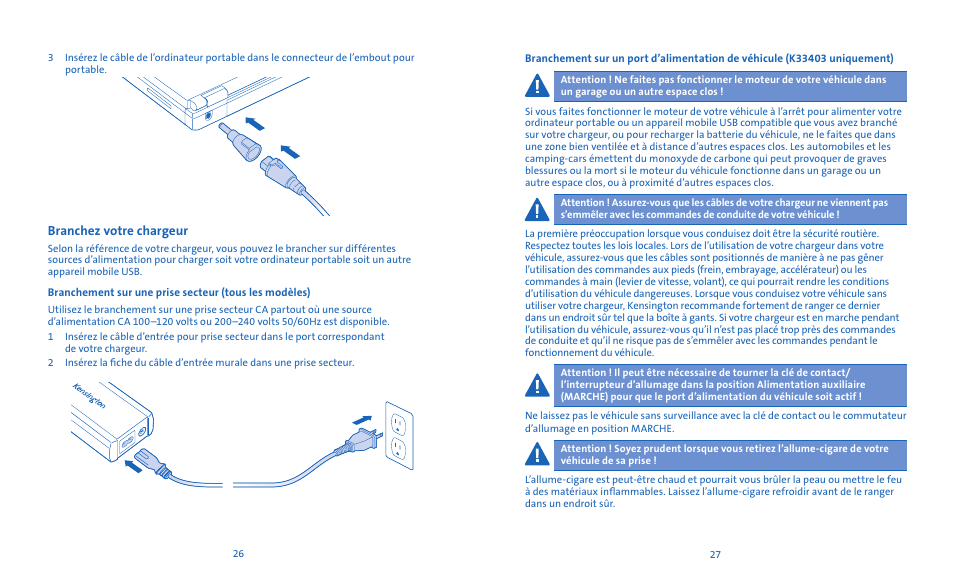 Branchez votre chargeur | Kensington Notebook Power Adapter User Manual | Page 15 / 26