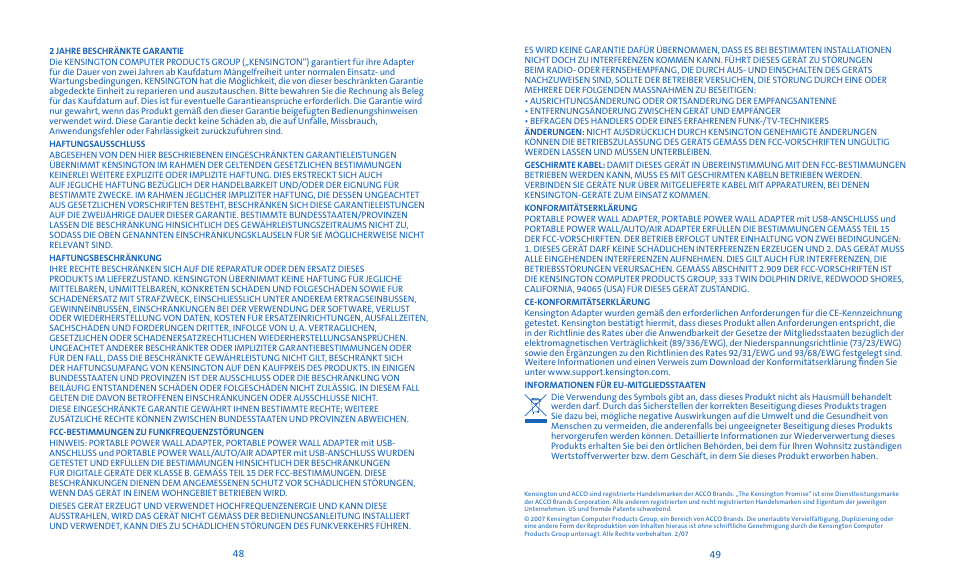 Kensington Notebook Power Adapter User Manual | Page 26 / 26
