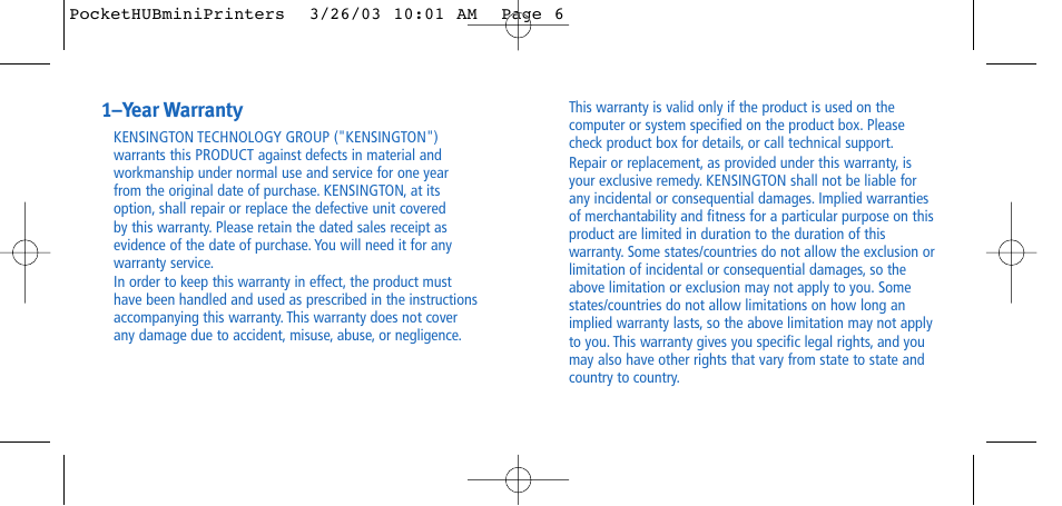 Kensington Portable 4-Port User Manual | Page 6 / 6