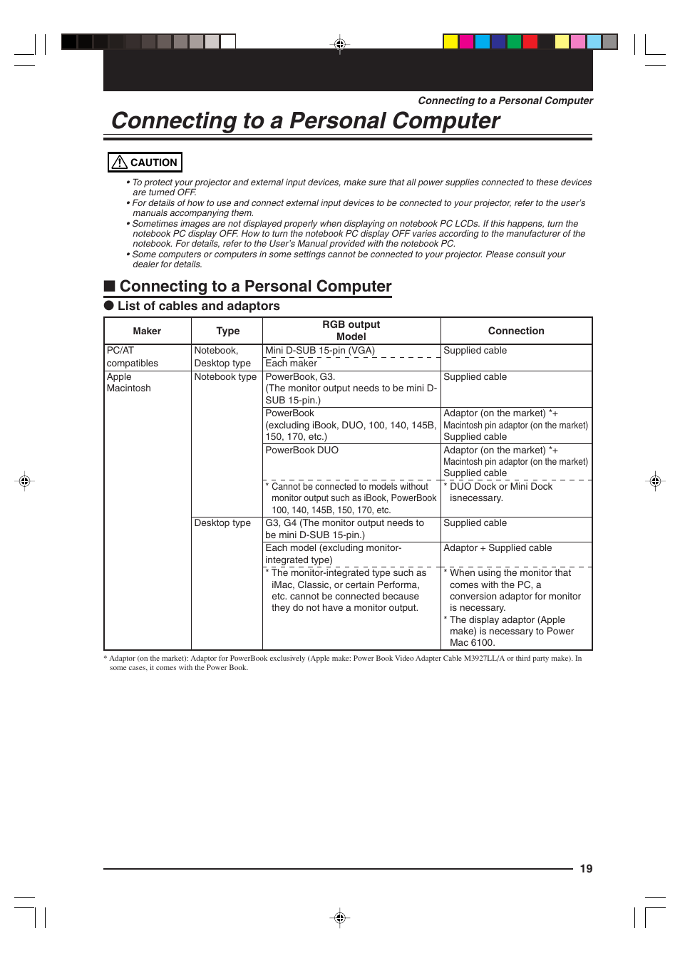 Connecting to a personal computer | Kensington MP-15E User Manual | Page 19 / 52
