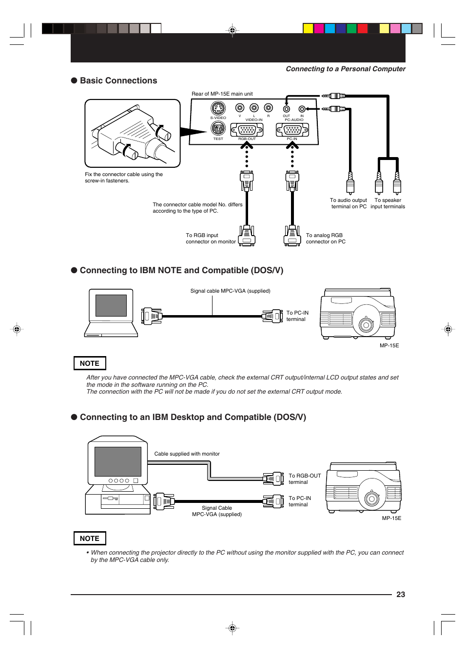 Connecting to a personal computer | Kensington MP-15E User Manual | Page 23 / 52