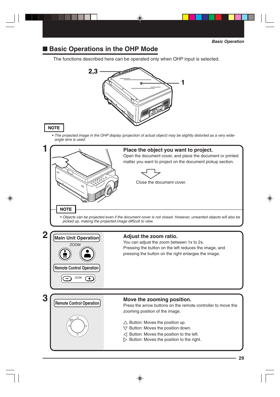 Basic operations in the ohp mode | Kensington MP-15E User Manual | Page 29 / 52