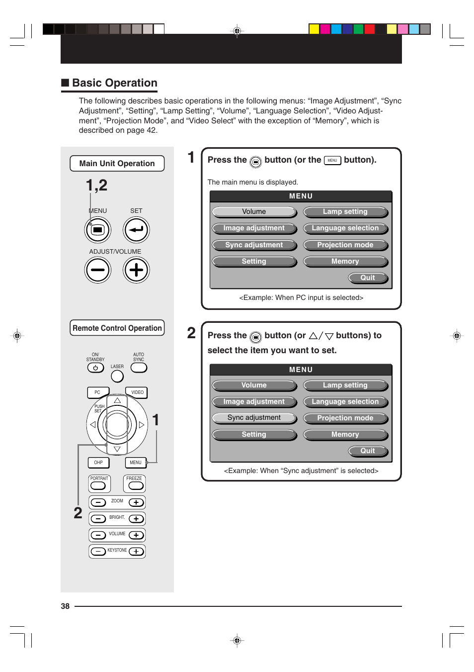Basic operation | Kensington MP-15E User Manual | Page 38 / 52