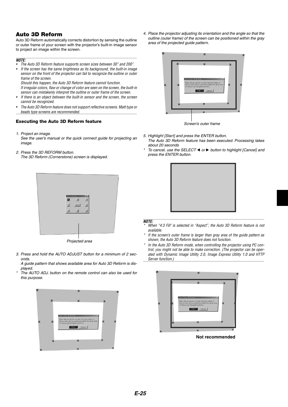 Auto 3d reform, E-25 auto 3d reform | Kensington MT1075 User Manual | Page 25 / 69