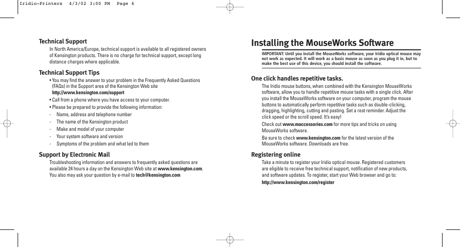 Installing the mouseworks software | Kensington 3 User Manual | Page 3 / 4
