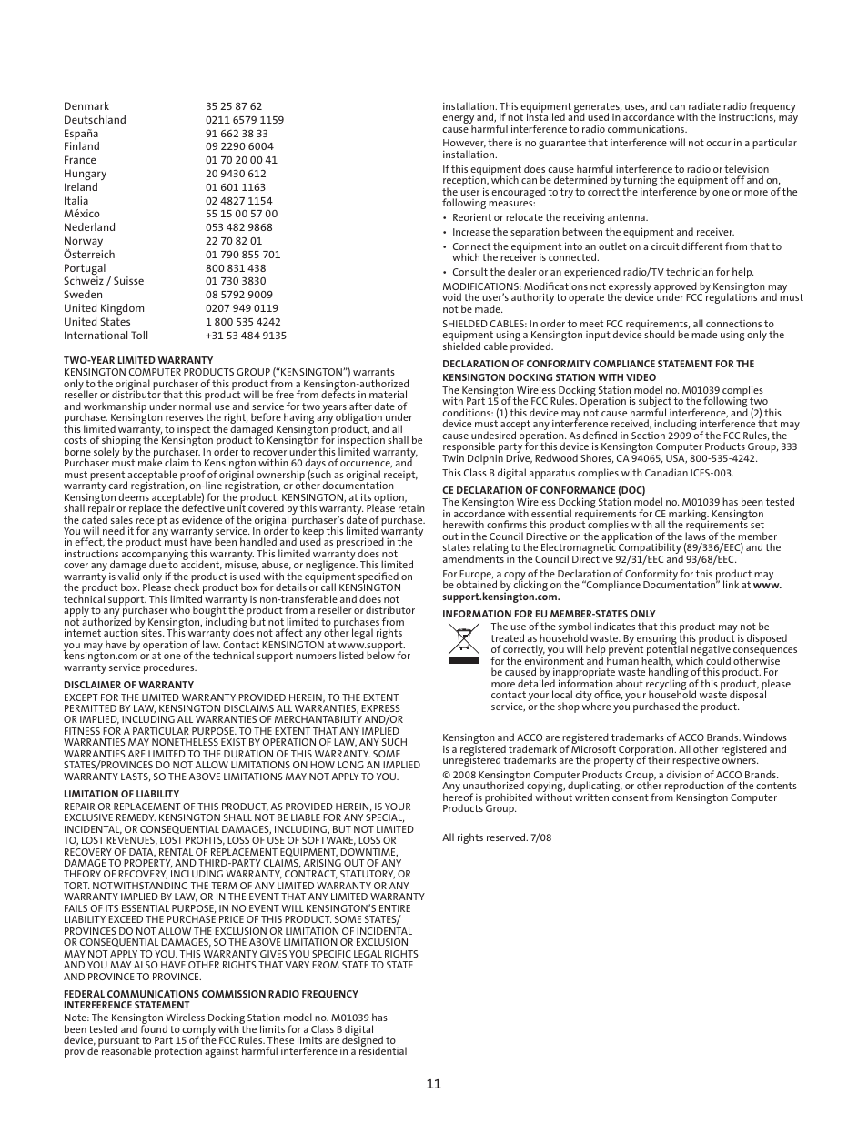 Kensington M01039 User Manual | Page 10 / 11