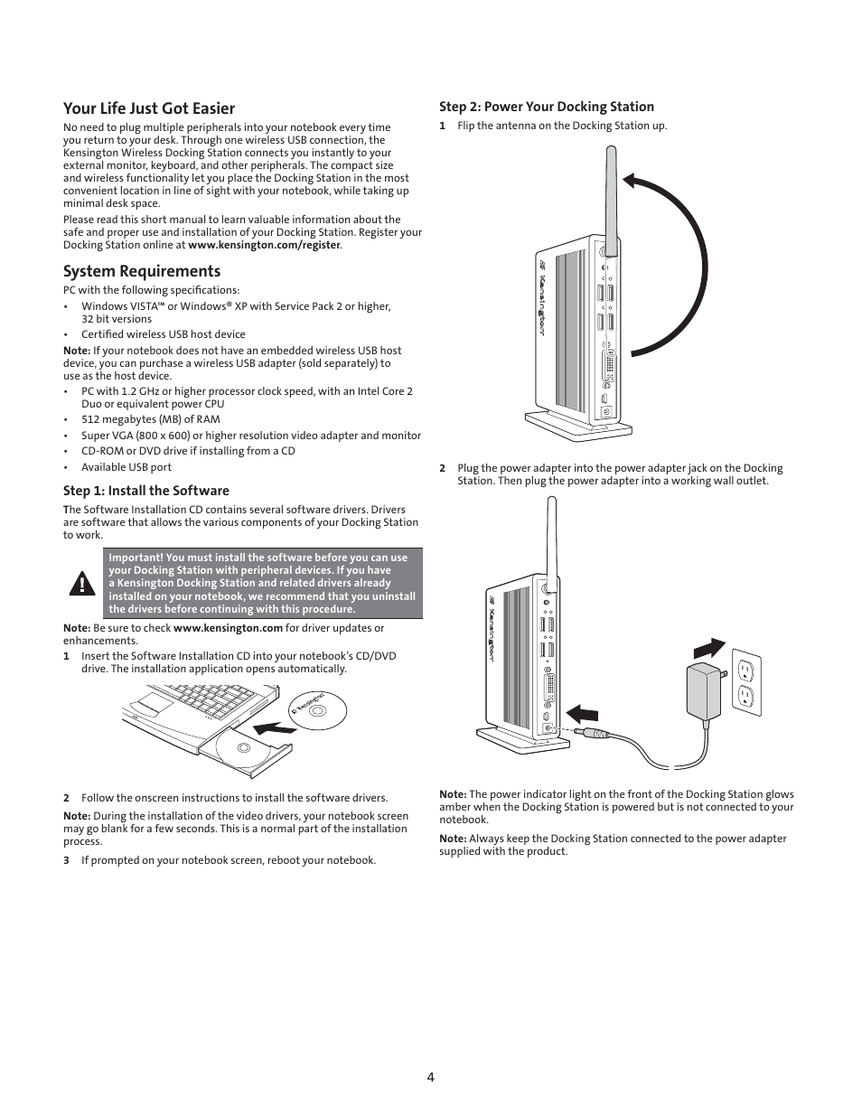 Your life just got easier, System requirements | Kensington M01039 User Manual | Page 3 / 11