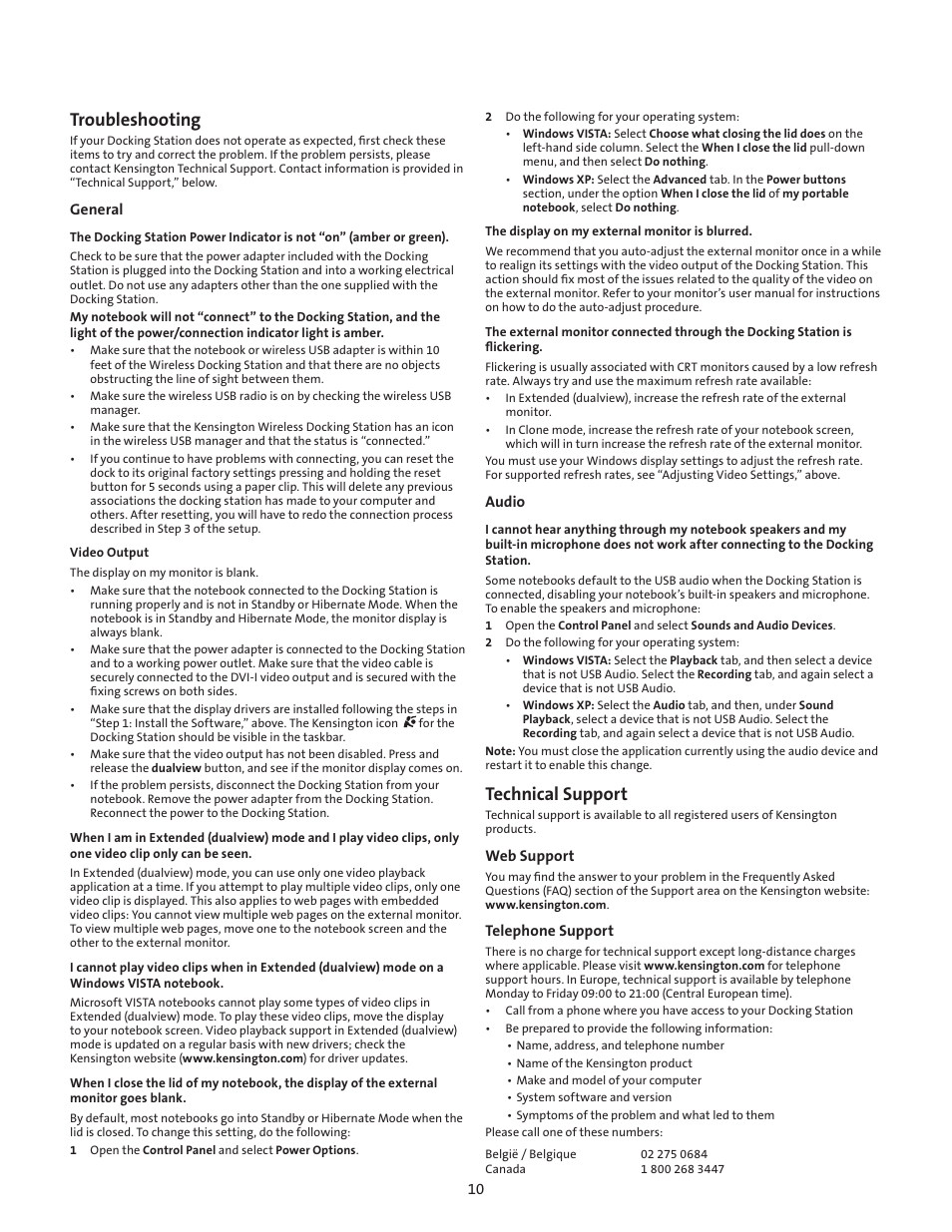 Troubleshooting, Technical support | Kensington M01039 User Manual | Page 9 / 11