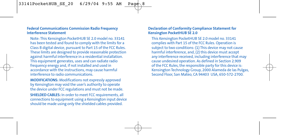 Kensington SE 2.0 User Manual | Page 5 / 7