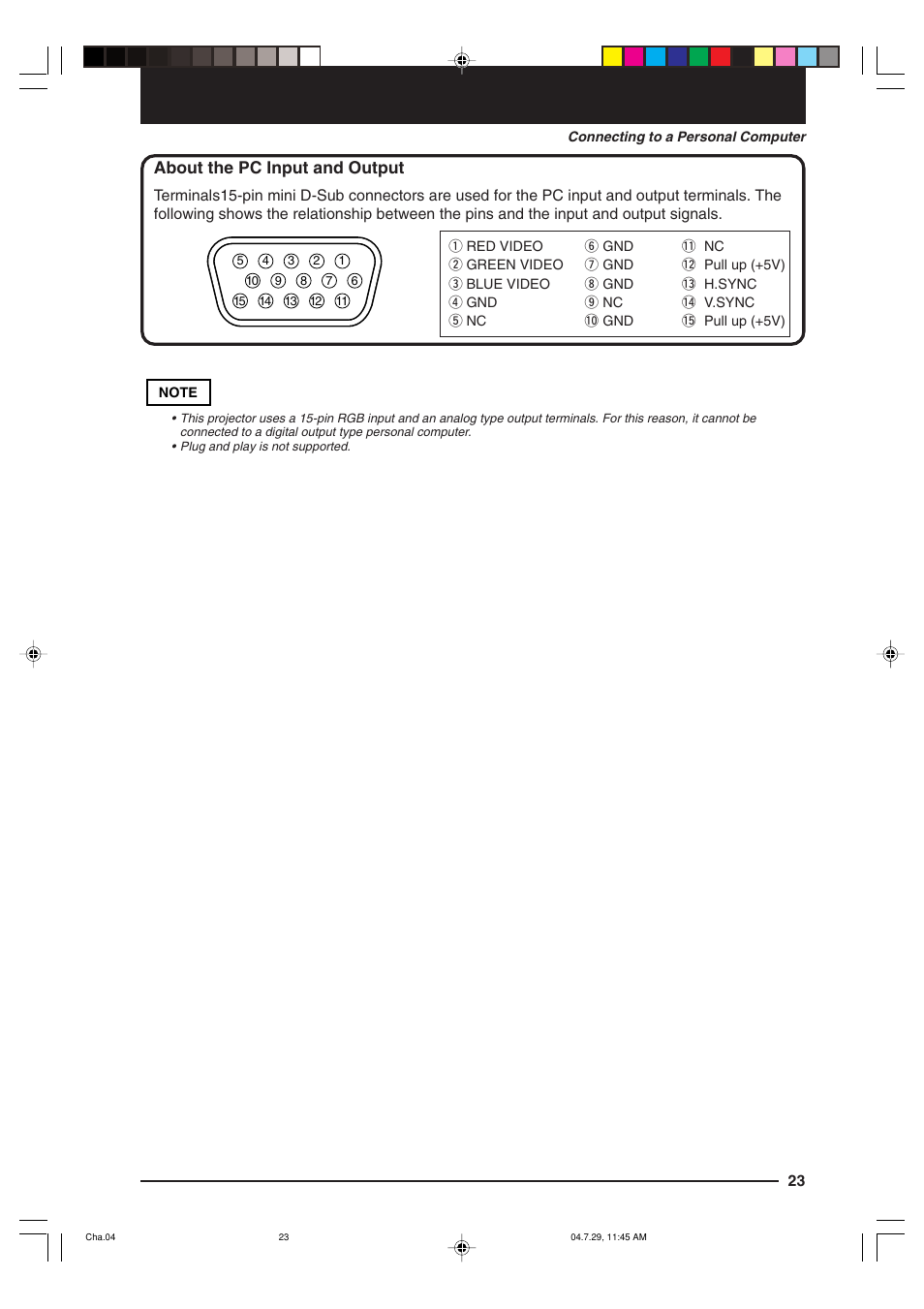 About the pc input and output | Kensington MP-700 User Manual | Page 23 / 72